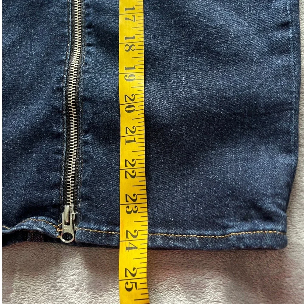 H&M &Denim Dark Wash Front Zip Pencil Skirt Blue High Waist Size 2